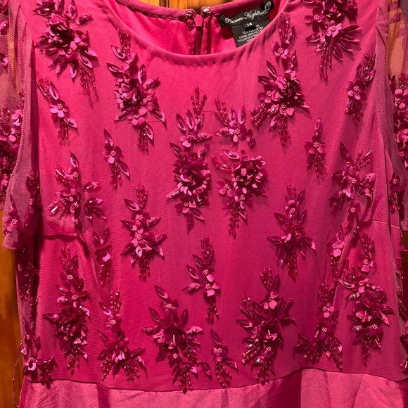 Pisarro Nights 3D Floral Bodice Beaded Gown in Magenta Size 14 NWT - Picture 3 of 7